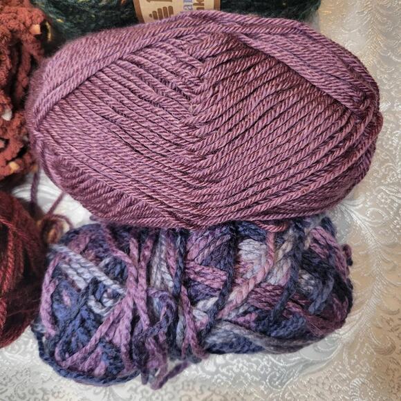 Mixed LOT yarn 6 skeins green gray purple Baby Bee blanket‎ Patons Chunky Tweed - Picture 4 of 10
